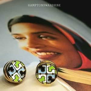 Tory Burch🌲🆕️Serif T Enamel 14K Plt Stud earrgs